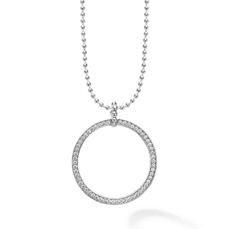 gold necklaces for women-Caviar Spark Large Diamond Circle Pendant Necklace