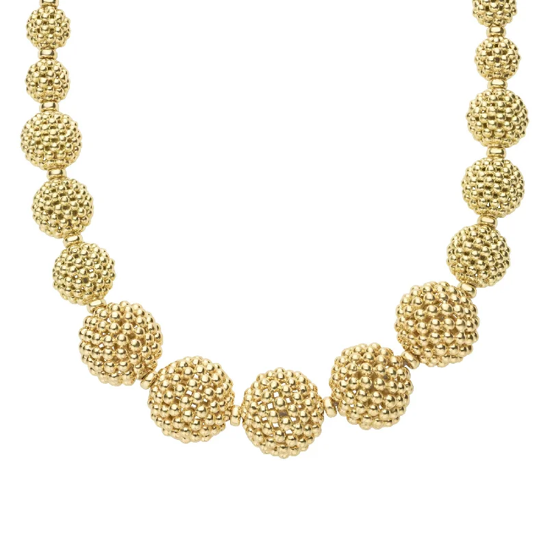 layered silver necklaces for women-Caviar Gold 18K Gold Caviar Beaded Ball Necklace