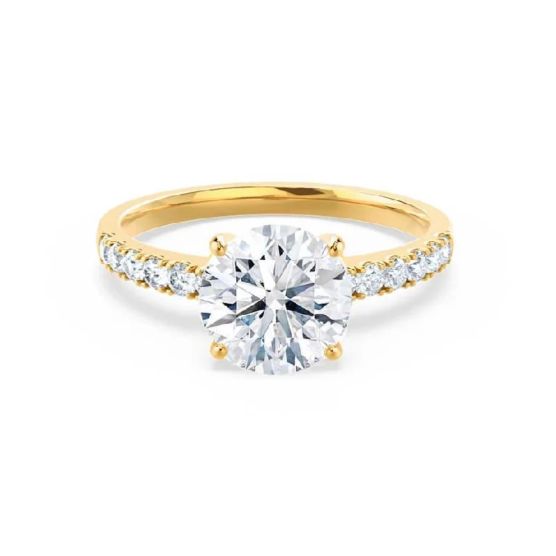 modern engagement rings for women-GISELLE - Round Lab Diamond 18k Yellow Gold Solitaire Ring