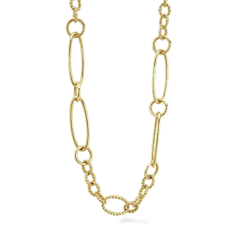 casual necklaces for women-Signature Caviar 18K Gold Link Necklace