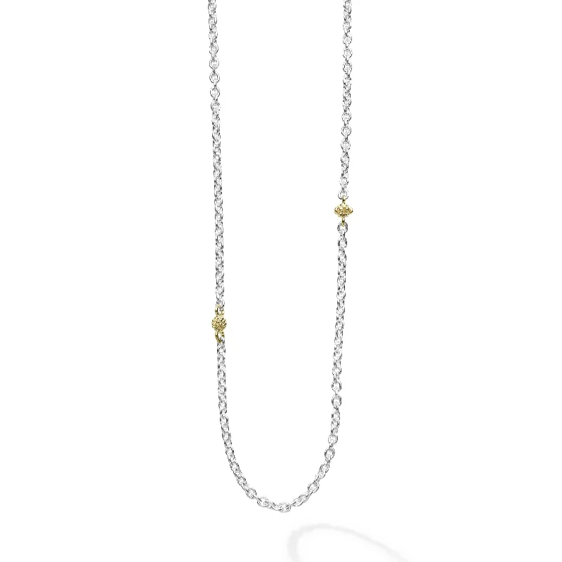 classic gold chain necklaces for women-Caviar Icon 32 Inch Two-Tone Caviar Chain Necklace