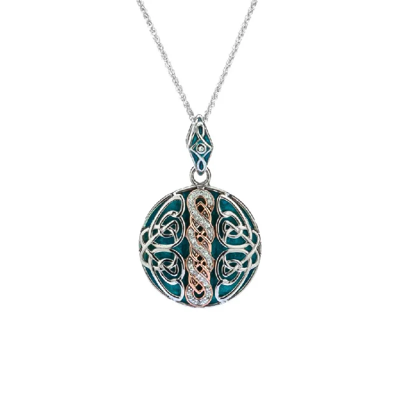 vintage-inspired necklaces for women-Silver and 10k Rose Gold Celtic Knotwork Reversible Pendant