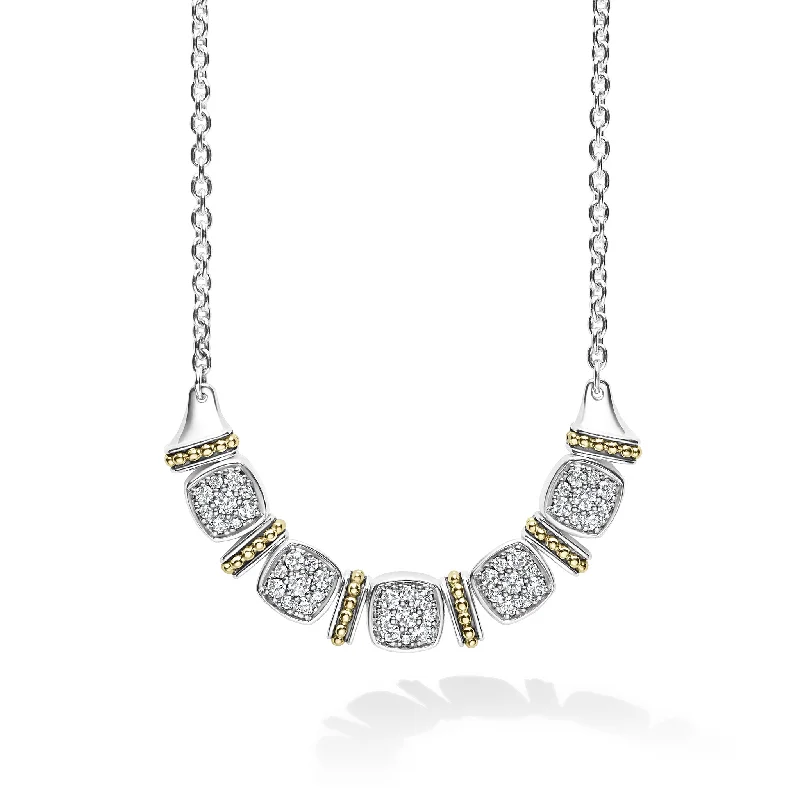 wedding pendant necklaces for women-Rittenhouse Two-Tone Five Station Diamond Necklace