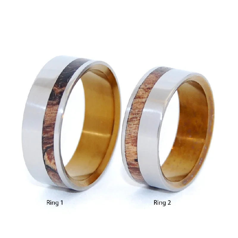 Silver Faun Maple | Maple Wood & Titanium - Unique Wedding Ring - Wedding Ring Set