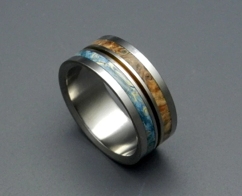 Sun & Moon | Box Elder Wood & Titanium Wedding Ring