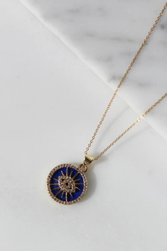 diamond-encrusted necklaces for women-Lapis Lazuli Eye Necklace