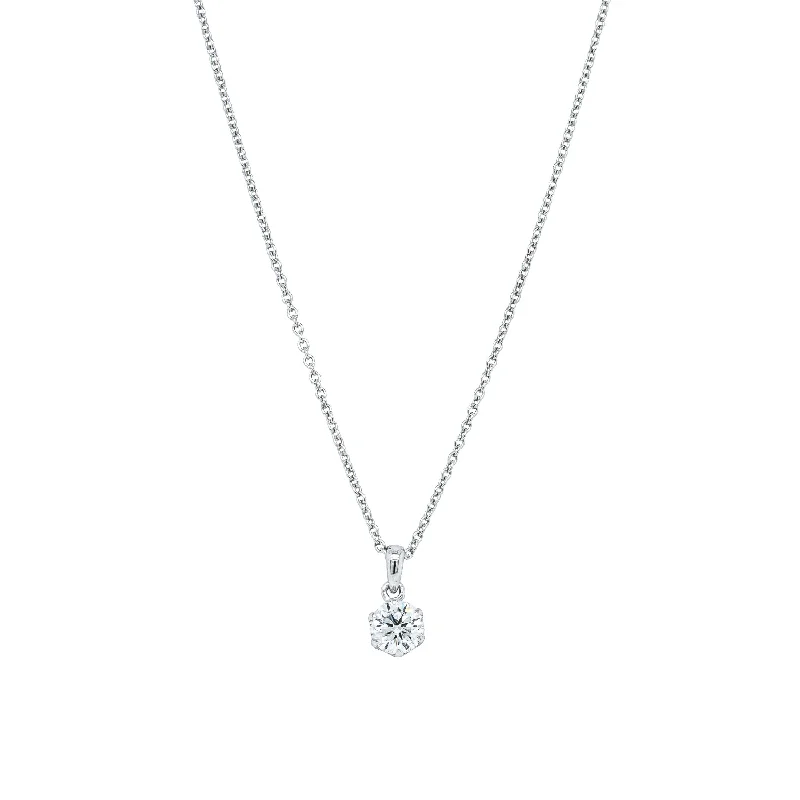 statement pendant necklaces for women-18ct White Gold .61ct Reclaimed Diamond Lily Pendant