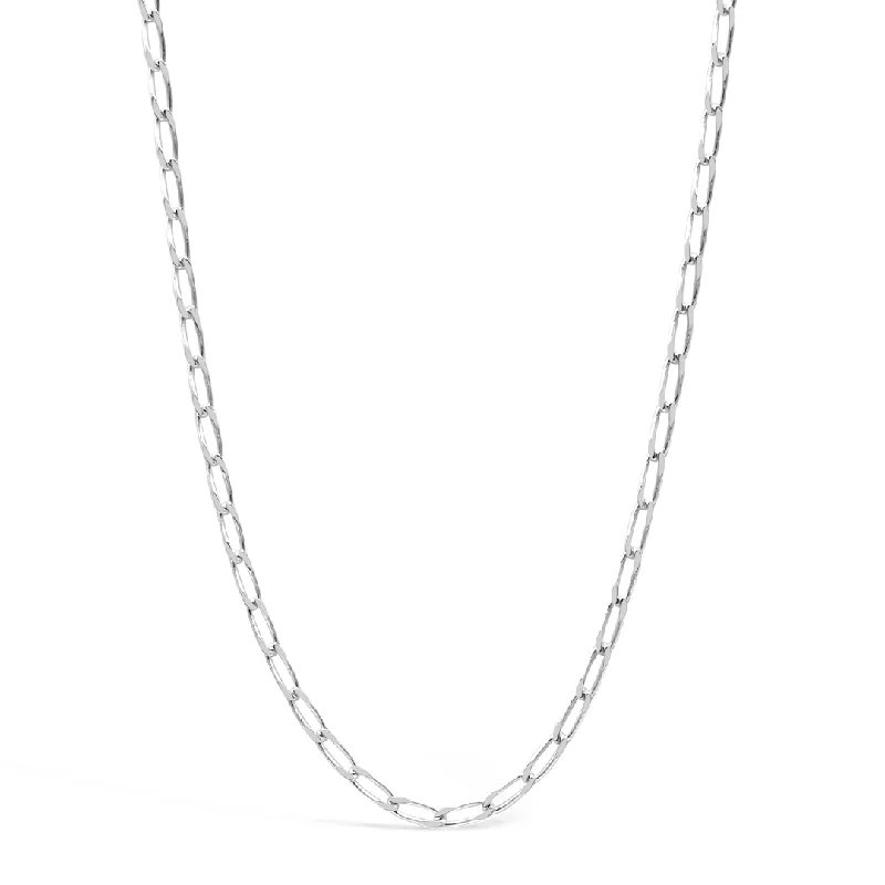 oval pendant necklaces for women-LINKED CHAIN MEN SILVER NECKLACE