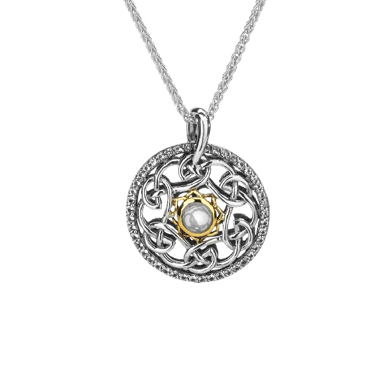 luxury silver necklaces for women-Silver and 10k Gold Lovers Knot Tempest Pendant