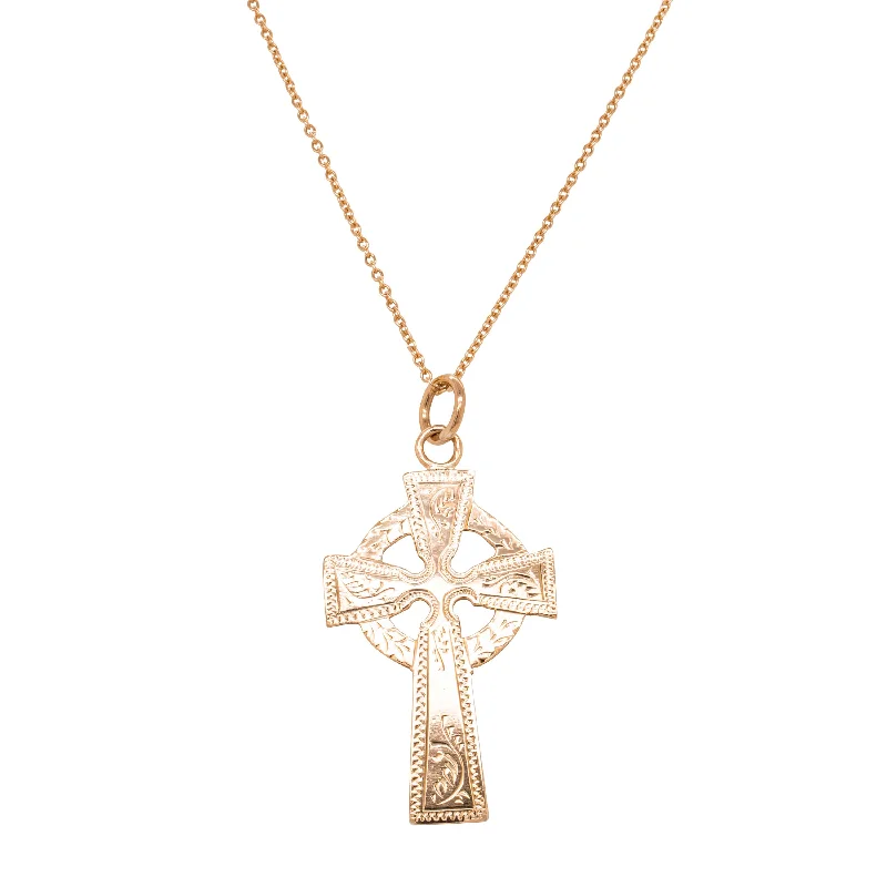 gemstone necklaces for women-Vintage 9ct Rose Gold Celtic Cross Pendant