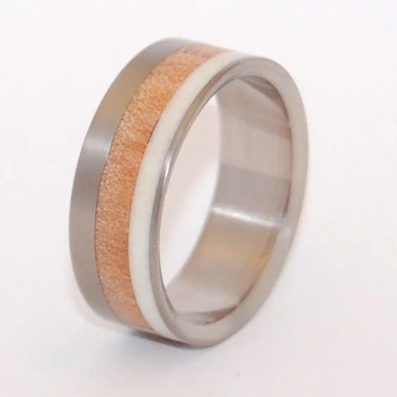 Deer In The Forest | Men's Deer Antler, Maple Wood & Titanium Wedding Ring