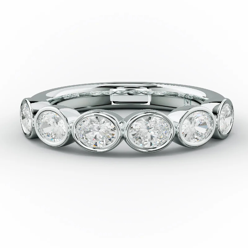 1.0 Carat East West Oval Bezel Set Diamond Anniversary Band