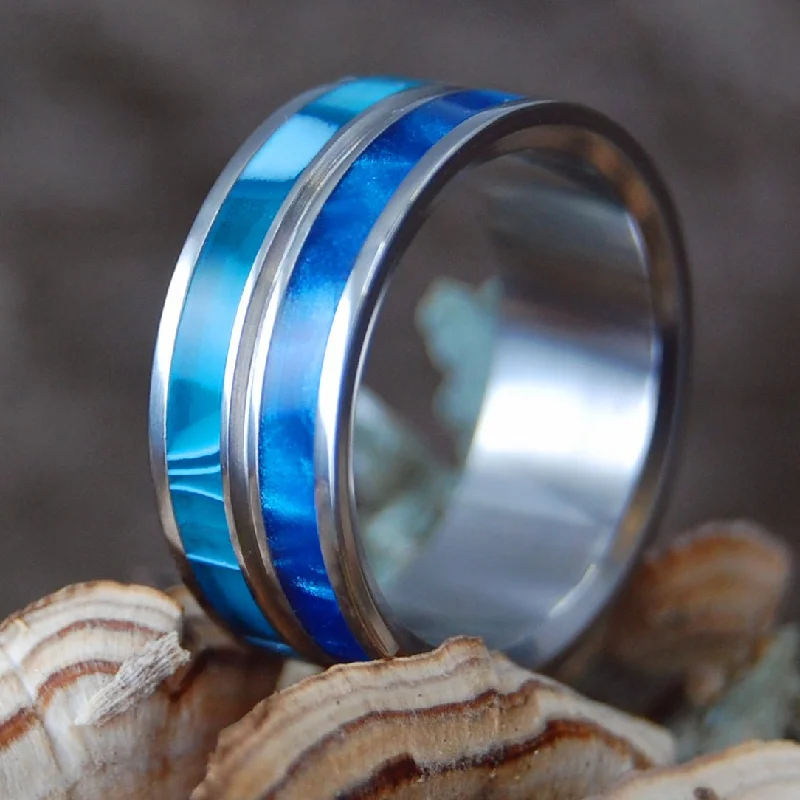 Naked Ocean Eyes | Men's Aquatic, Blue Opalescent & Titanium Wedding Ring