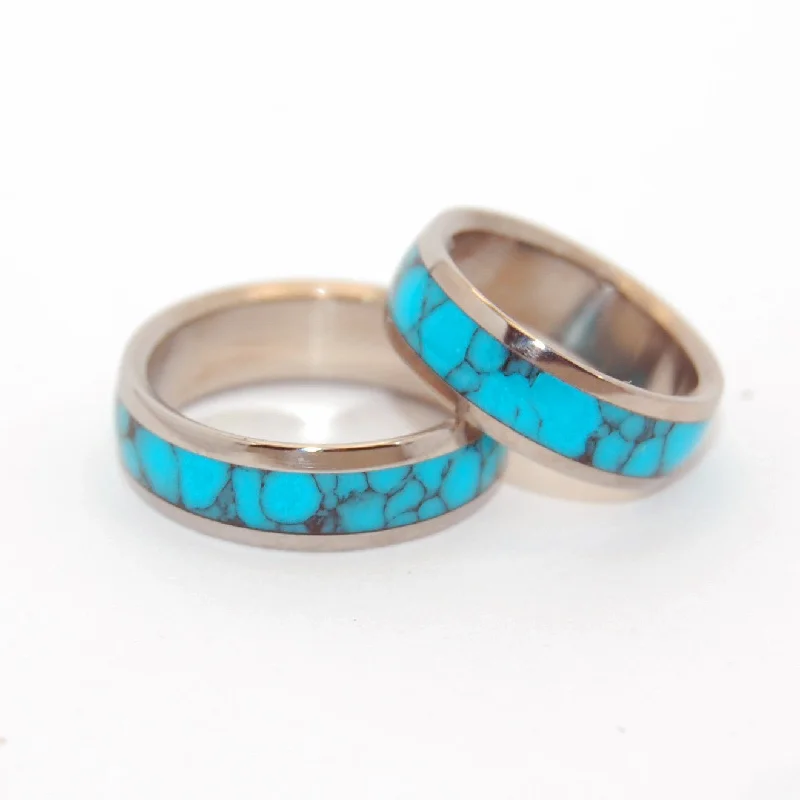 Atlantis | Turquoise Stone & Titanium - Unique Wedding Ring - Wedding Ring Set