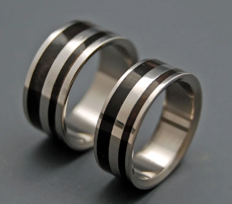 Strong & Svelte | Water Buffalo Horn Titanium Wedding Ring Set