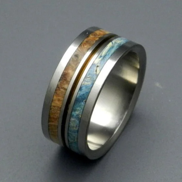 Heaven On Earth | Men's Golden Box Elder Wood & Titanium Wedding Ring