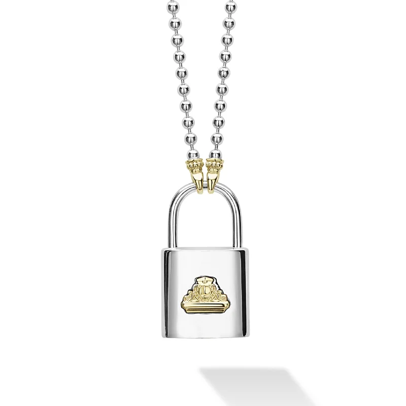 modern necklaces for women-Beloved Large Two-Tone Lock Necklace