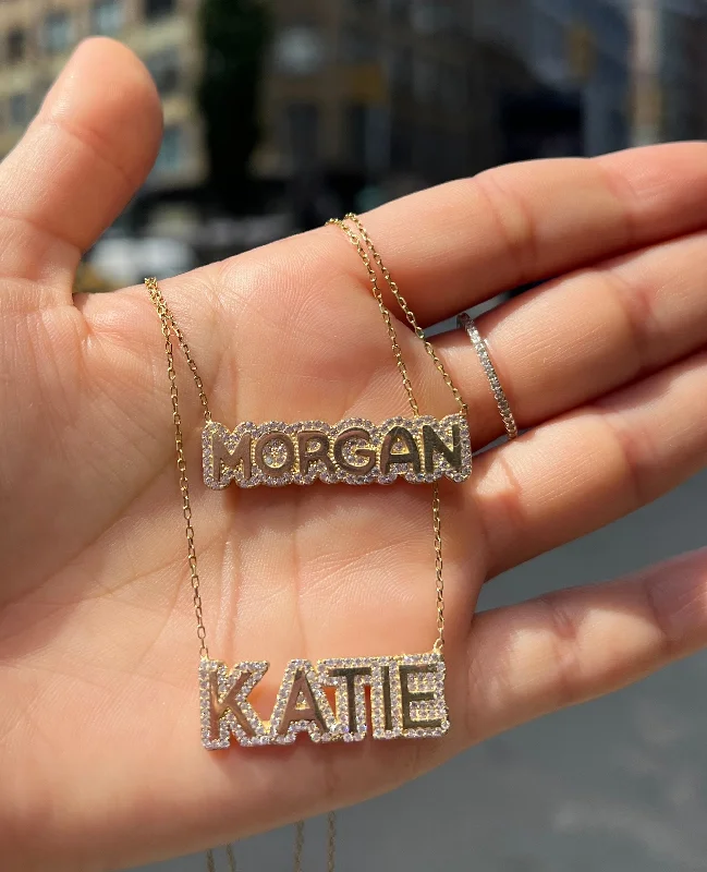 unique gemstone necklaces for women-Custom Nameplate Necklace (Top Style)