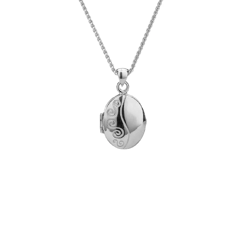 designer necklaces for women-Silver with 22k Gold Gilding Spiral Locket