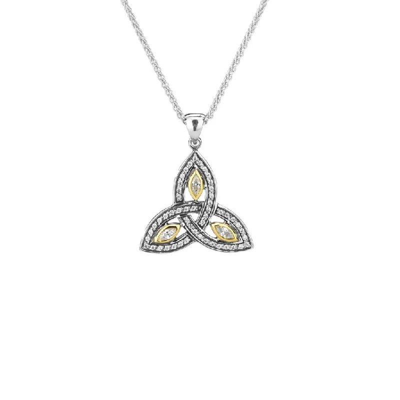 geometric pendant necklaces for women-Silver and 10k Gold Trinity Pendant Small