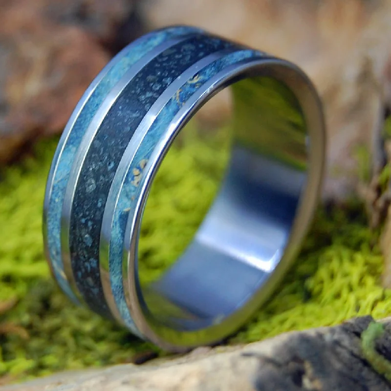 Freyja | Men's Beach Sand, Lava & Wood Titanium Wedding Ring