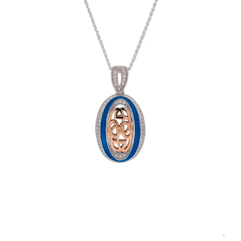 zodiac necklaces for women-Silver and 10k Rose Gold Path Of Life Enamel Pendant Small