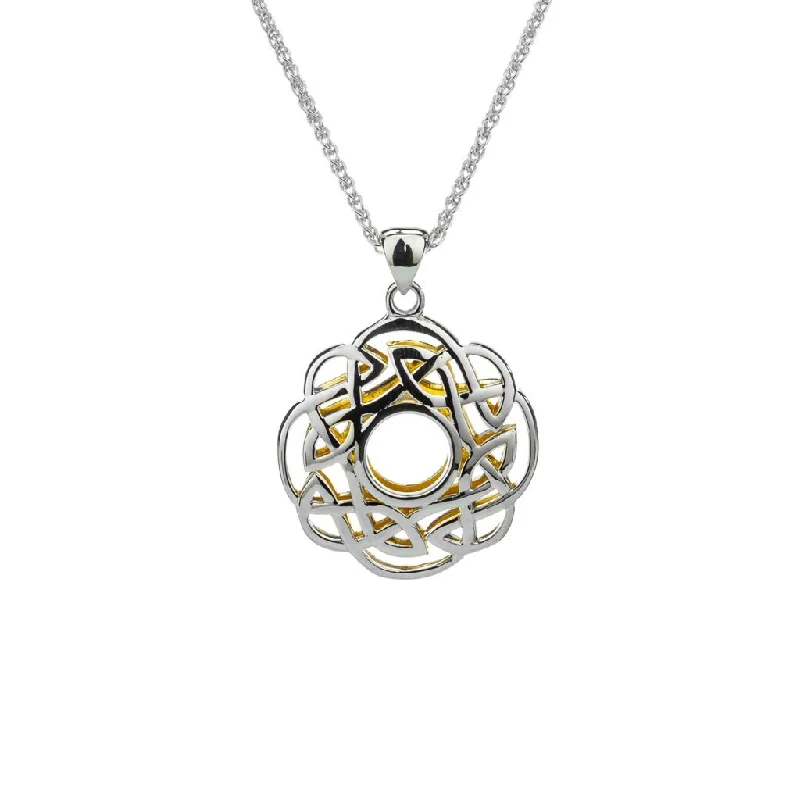 delicate necklaces for women-Silver with 22k Gold Gilding Window to the Soul Scalloped Pendant