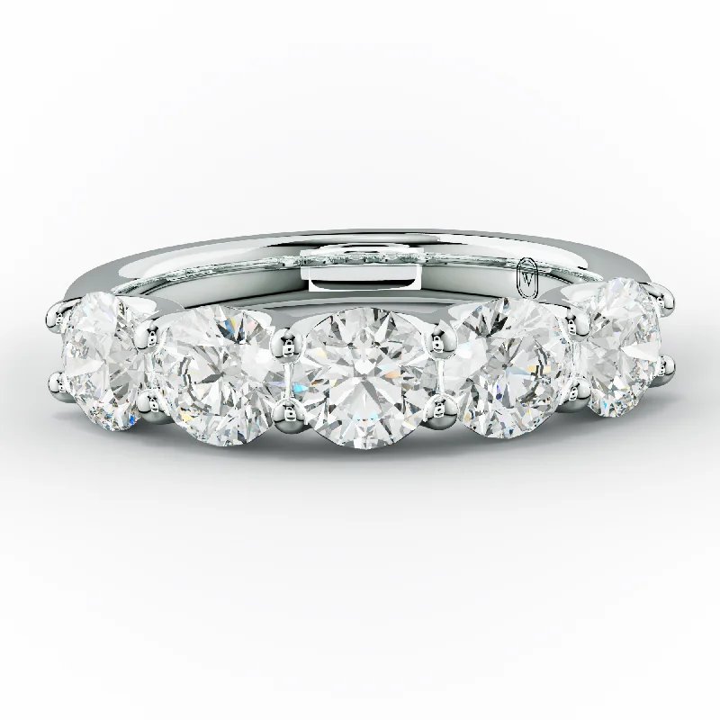 2.0 Carat 5 Stone Round Cut Diamond Anniversary Band