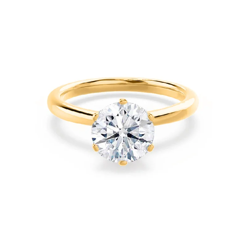 radiant cut engagement rings for women-SERENITY - Round Lab Diamond 18k Yellow Gold Solitaire Ring