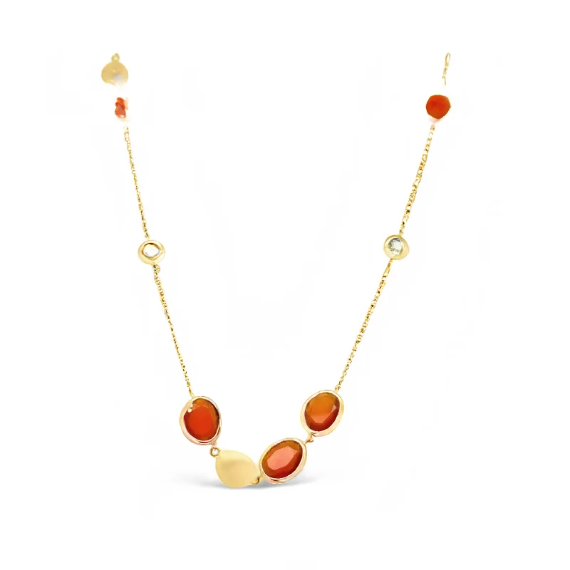 layered silver necklaces for women-Carnelian Gold Necklace