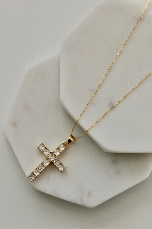 geometric pendant necklaces for women-Psalm CZ Cross