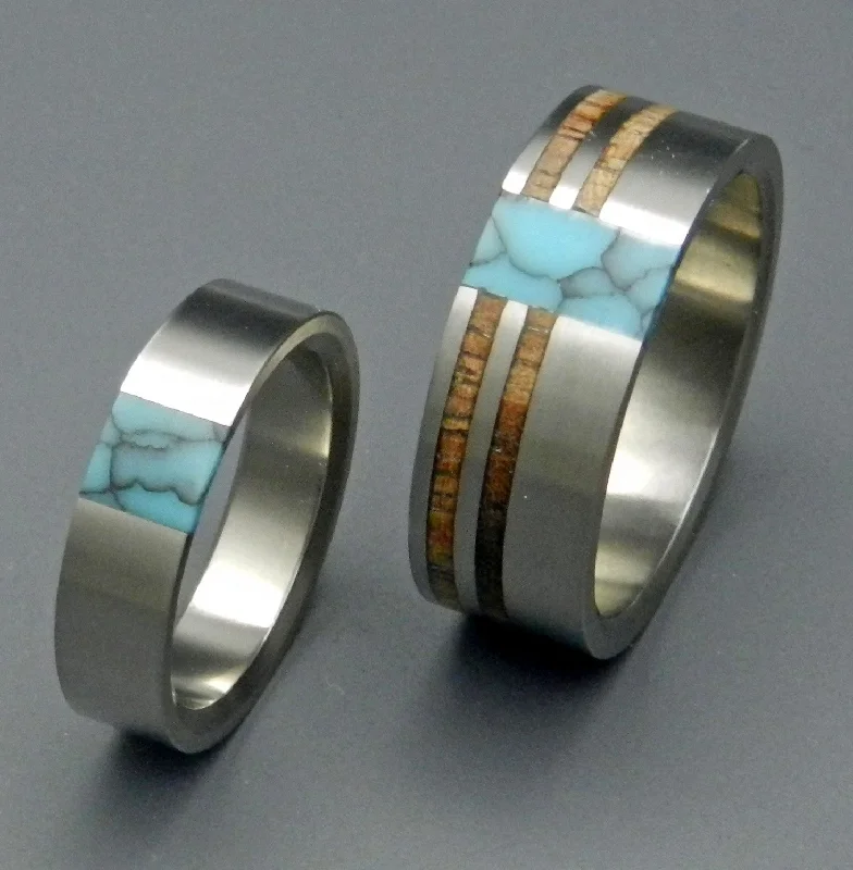 True North Partner | Turquoise & Hawaiian Koa Wood Wedding Ring Set