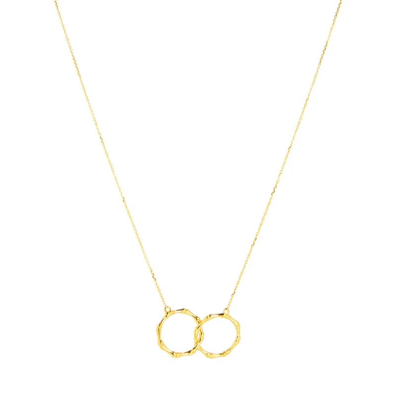 bar necklaces for women-14K Yellow Gold Intertwined Bamboo Hoop Infinity Necklace