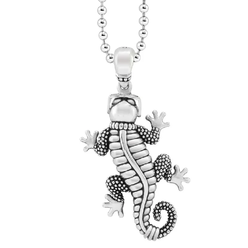 geometric necklaces for women-Rare Wonders Gecko Pendant Necklace