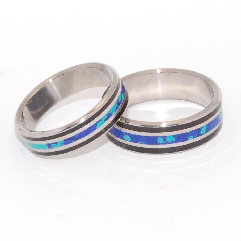 You Are My Most Rational Thought | His And Hers Stone And Horn - Titanium Wedding Ring Set