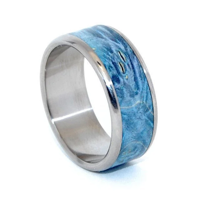 All We See | Men's Blue Box Elder Wood & Titanium Wedding Ring