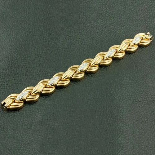 gold chain bangles for women-Gold & Diamond Estate Van Cleef & Arpels Bracelet