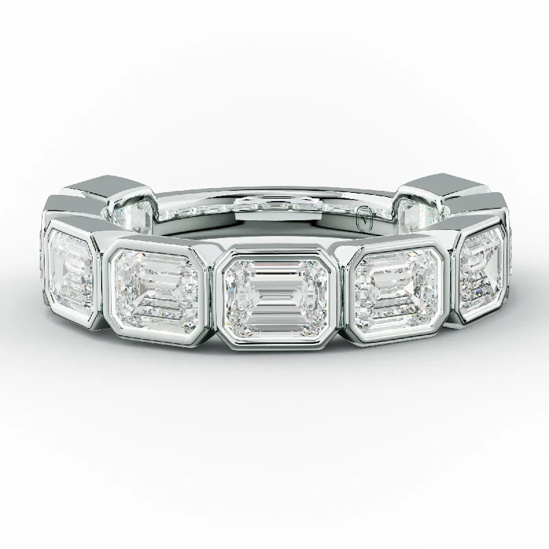 3.0 Carat East West Emerald Cut Bezel Set Diamond Anniversary Band