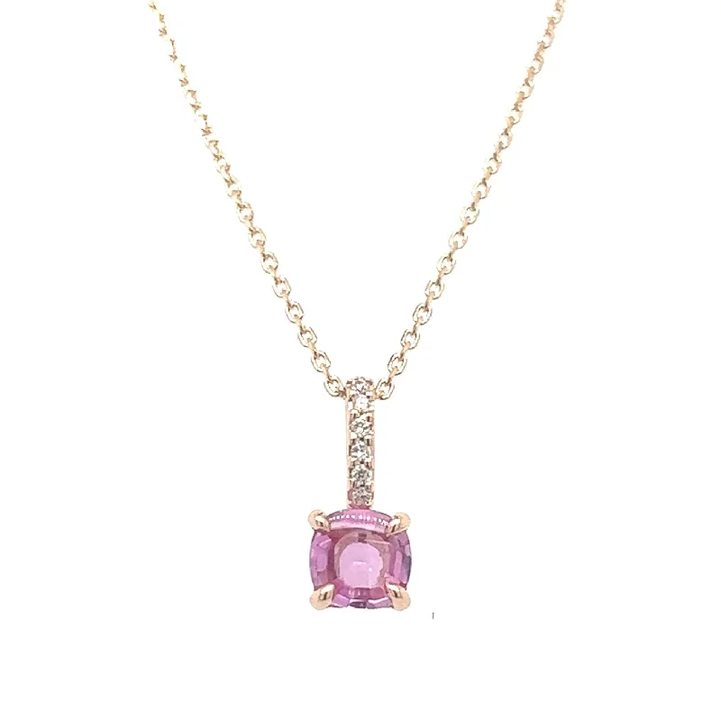 anniversary necklaces for women-Pink Sapphire Rose Gold Necklace