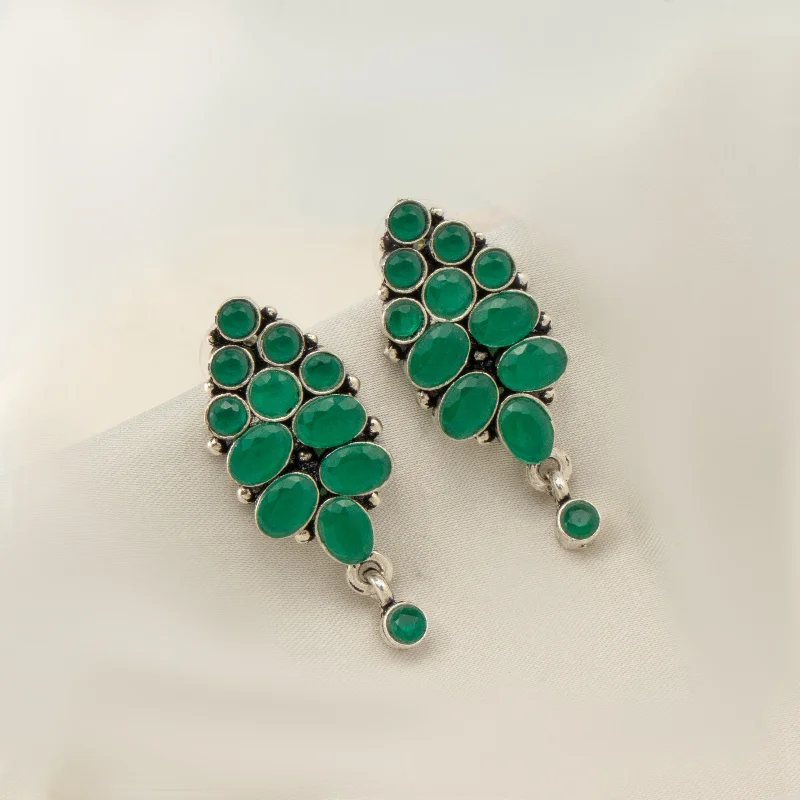 colorful earrings for women-Nipura Green Floret Bloom Danglers