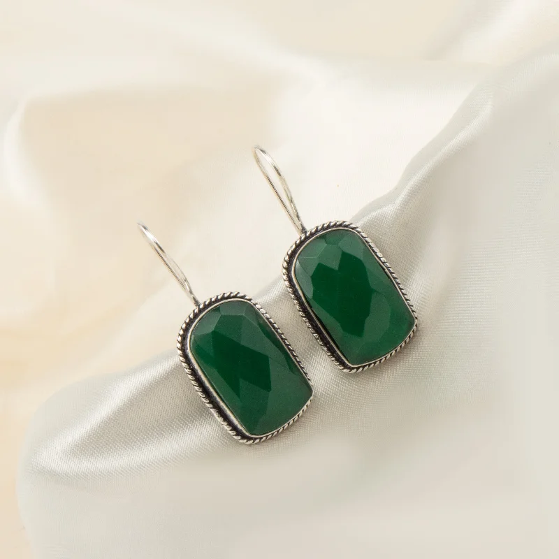 gemstone earrings for women-Nipura Green Crystal Drop Earrings