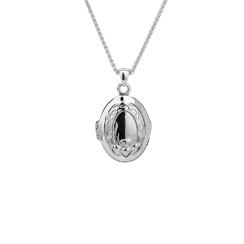 fashion necklaces for women-Silver with 22k Gold Gilding Claddagh Locket