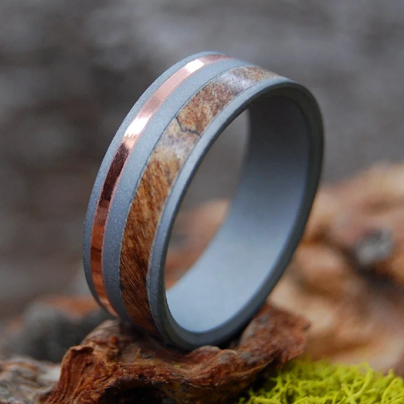 That Will Do! | Men's Spalted Maple, Copper & Titanium Wedding Ring