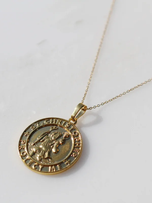 mother's day necklaces for women-Saint Christopher Protect Me