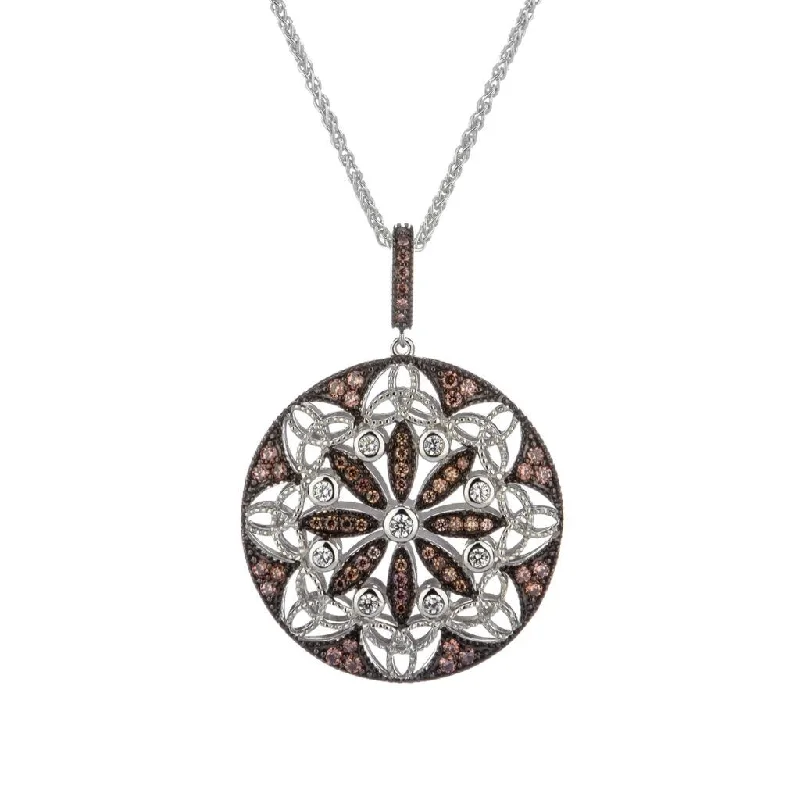 trendy necklaces for women-Silver Night & Day Reversible Pendant