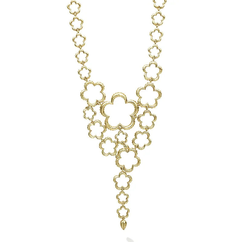 luxury necklaces for women-Caviar Gold 18K Gold Statement Floral Link Necklace