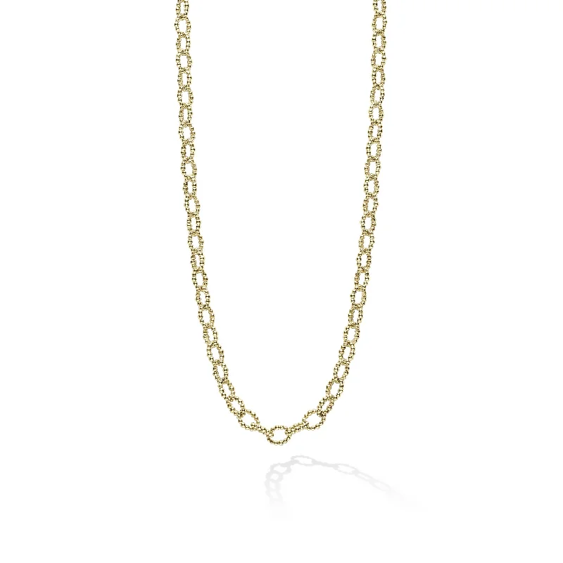 engraved necklaces for women-Signature Caviar 18K Gold Petite Link Necklace