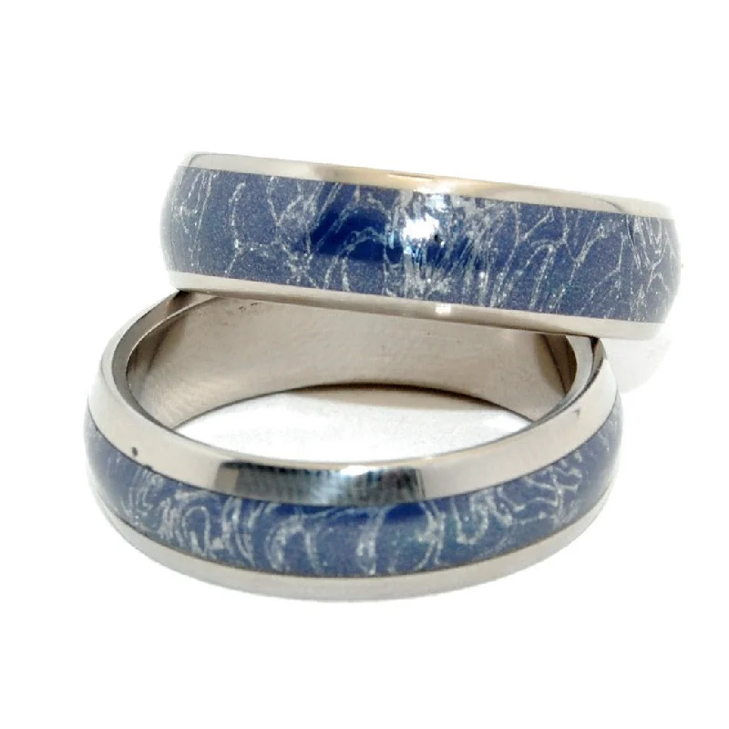 Living Saint | Blue Silver M3 - Titanium Wedding Bands - Unique Wedding Ring