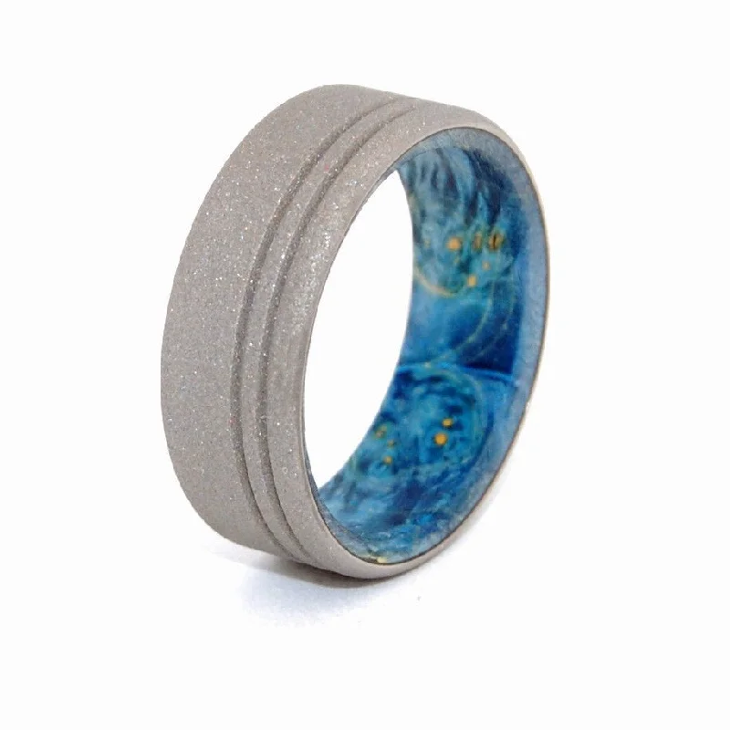 Believe In You | Men's Blue Box Elder Wood & Titanium Wedding Ring