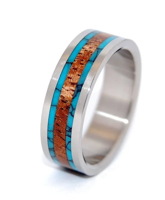 Dock | Men's Turquoise, Koa Wood & Titanium Wedding Ring